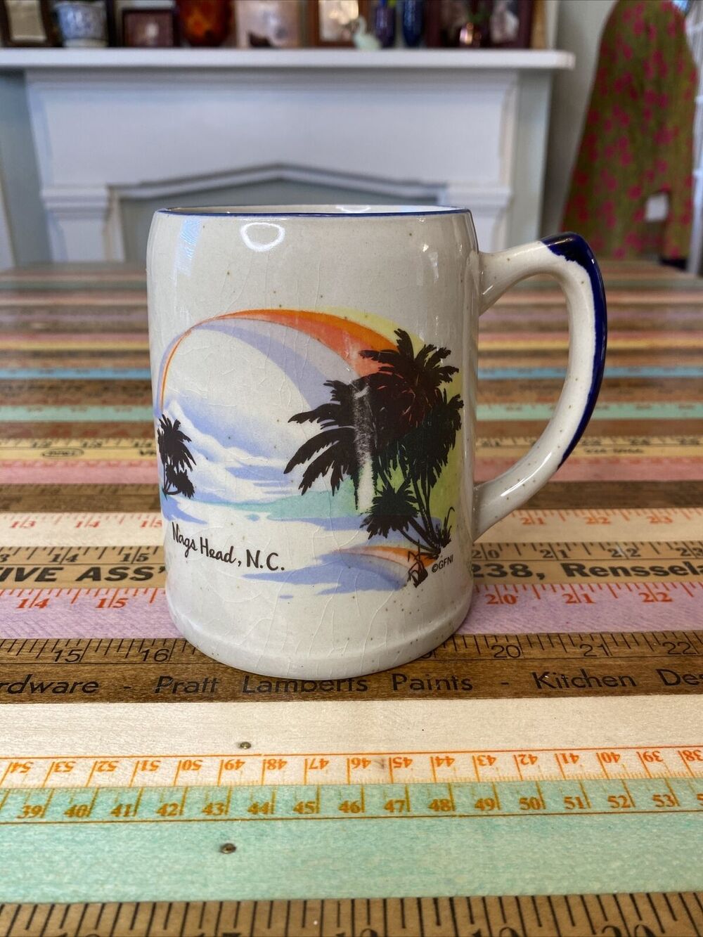 VINTAGE Outer Banks NC Nags Head Ceramic Beer Stein Coffee Mug OBX Hatteras NC